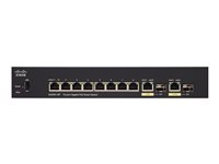 Cisco 250 Series SG250-10P - Switch - smart - 8 x 10/100/1000 (PoE+) + 2 x combo Gigabit SFP - desktop - PoE+ (62 W) SG250-10P-K9-UK
