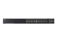 Cisco 220 Series SG220-26P - Switch - Managed - 24 x 10/100/1000 (PoE) + 2 x combo Gigabit SFP - desktop, rack-mountable - PoE (180 W) SG220-26P-K9-EU-NB