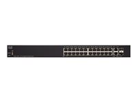 Cisco 250 Series SG250-26HP - Switch - smart - 24 x 10/100/1000 (PoE+) + 2 x combo Gigabit SFP - rack-mountable - PoE+ (100 W) SG250-26HP-K9-UK