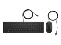 HP Pavilion 400 - Keyboard and mouse set - USB - German - jet black - for Pavilion 24, 27, 590, 595, TP01 4CE97AA#ABD