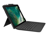 Logitech Slim Combo - Keyboard and folio case - backlit - Apple Smart connector - UK - black keyboard, black case 920-008448