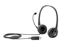 HP - Headset - on-ear - wired - USB - black jack T1A67AA-NB
