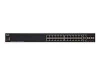 Cisco 250 Series SF250-24P - Switch - smart - 24 x 10/100 (PoE+) + 2 x combo Gigabit SFP - rack-mountable - PoE+ (185 W) SF250-24P-K9-EU