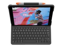 Logitech Slim Folio - Keyboard and folio case - Bluetooth - QWERTY - UK - black - for Apple 9.7-inch iPad (5th generation, 6th generation) 920-009024